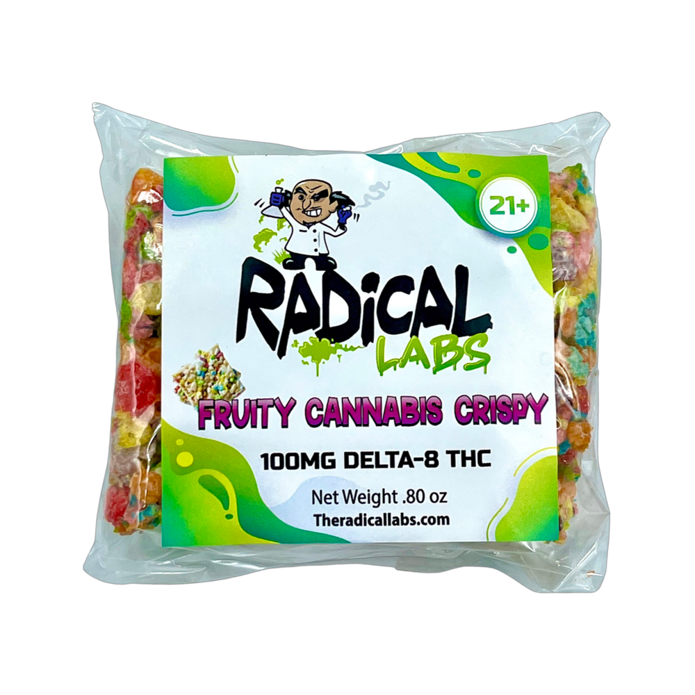 
                  
                    Load image into Gallery viewer, 100 mg Delta 8 THC Fruity Cannabis Crispy Cereal Bar
                  
                