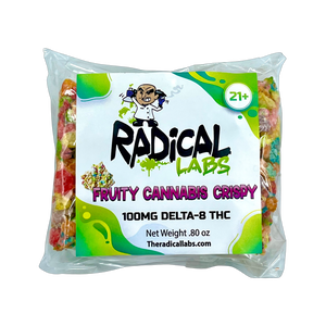
                  
                    Load image into Gallery viewer, 100 mg Delta 8 THC Fruity Cannabis Crispy Cereal Bar
                  
                